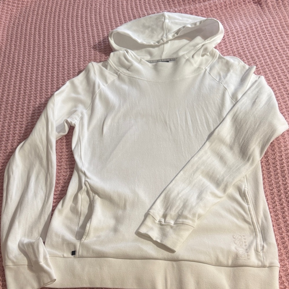 Hugo Boss Women's White Pullover Hoodie M